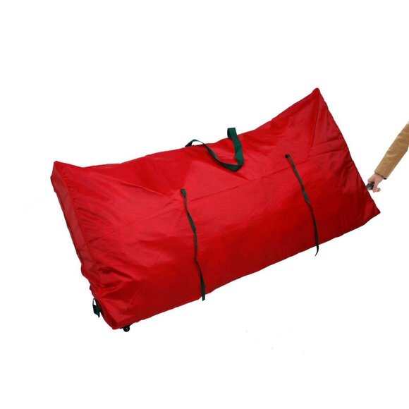 Penguin 9' Artificial Christmas Tree Red Rolling Storage Soft Duffle Bag Wheels - Picture 3 of 6